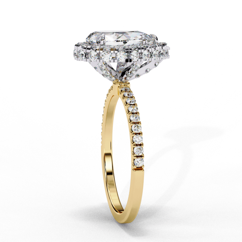 Reverra 14K Gold Pear & Round Lab Grown Diamond Double Halo Engagement Ring for Women, CTTW-2.53 - Reverra Jewels Inc.