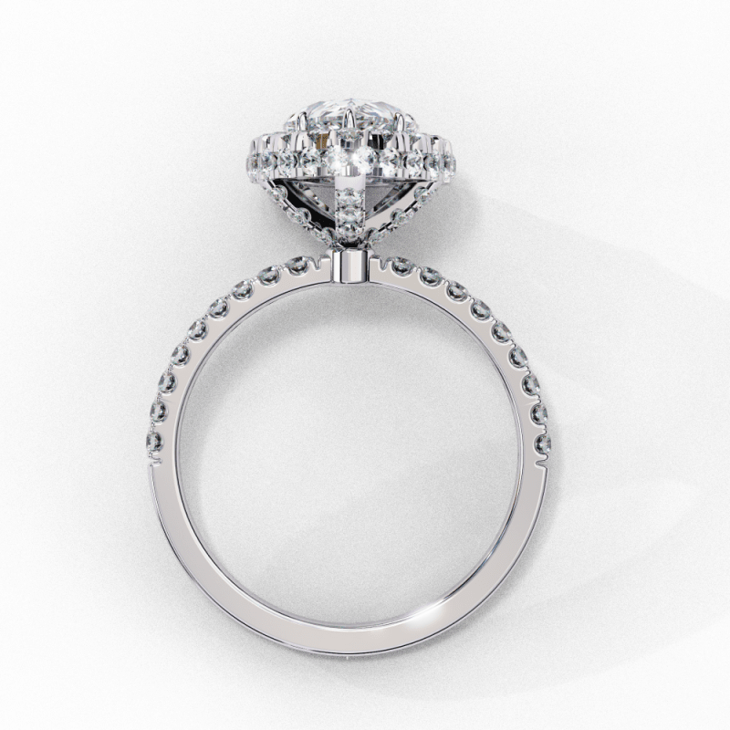 Reverra 14K Gold Pear & Round Lab Grown Diamond Double Halo Engagement Ring for Women, CTTW-2.53 - Reverra Jewels Inc.