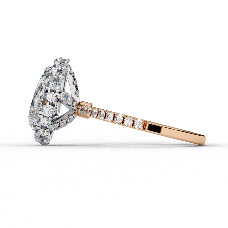 Reverra 14K Gold Pear & Round Lab Grown Diamond Double Halo Engagement Ring for Women, CTTW-2.53 - Reverra Jewels Inc.