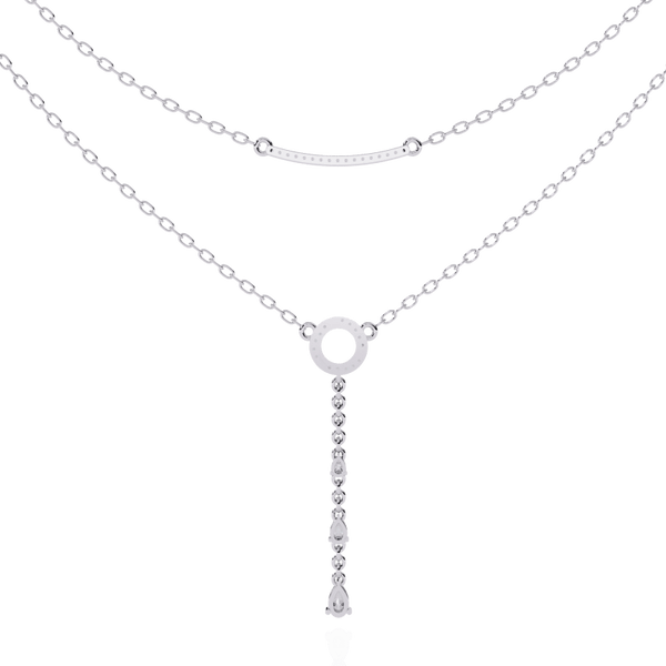 Reverra 14K Gold Pear & Round Lab Grown Diamond Drop Layered Fashion Necklace for Women, CTTW-0.49 - Reverra Jewels Inc.