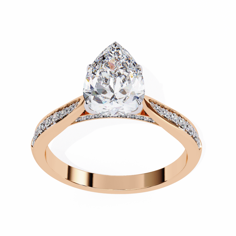 Reverra 14K Gold Pear & Round Lab Grown Diamond Engagement Ring for Women, CTTW-1.04 - Reverra Jewels Inc.