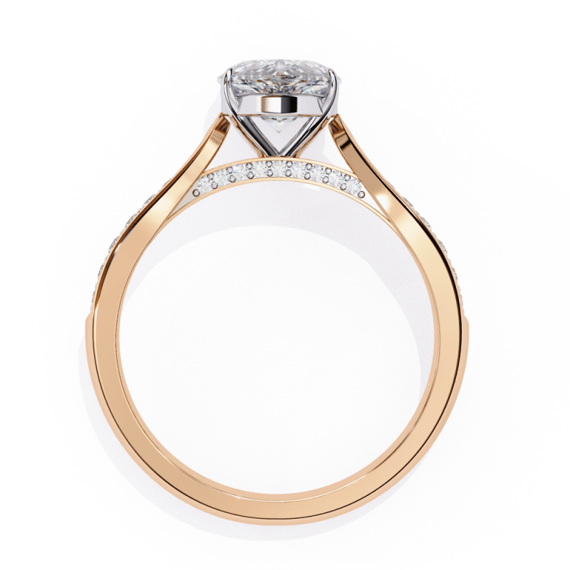 Reverra 14K Gold Pear & Round Lab Grown Diamond Engagement Ring for Women, CTTW-1.04 - Reverra Jewels Inc.