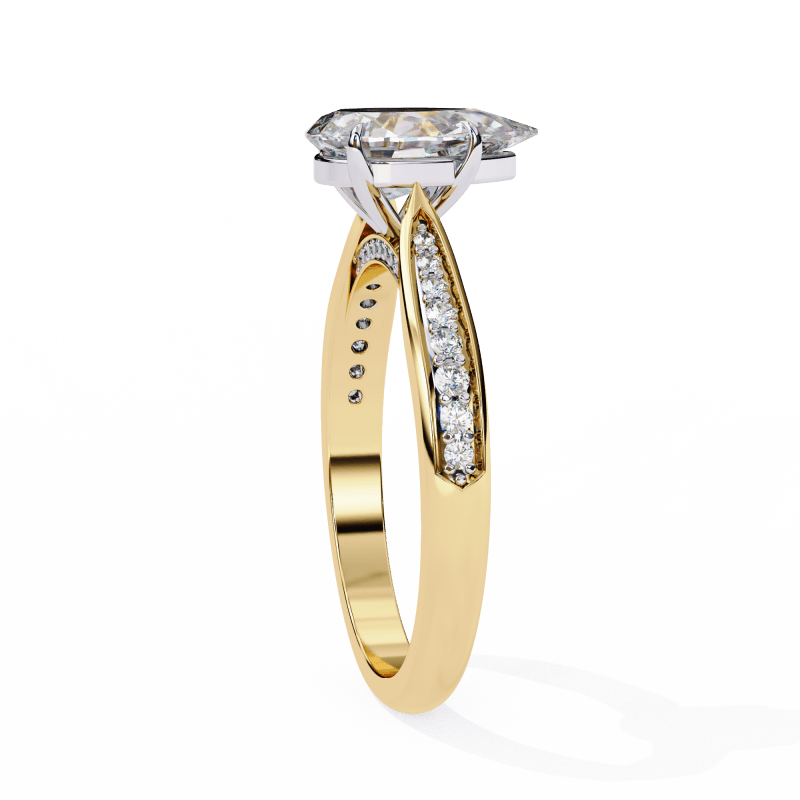 Reverra 14K Gold Pear & Round Lab Grown Diamond Engagement Ring for Women, CTTW-1.04 - Reverra Jewels Inc.