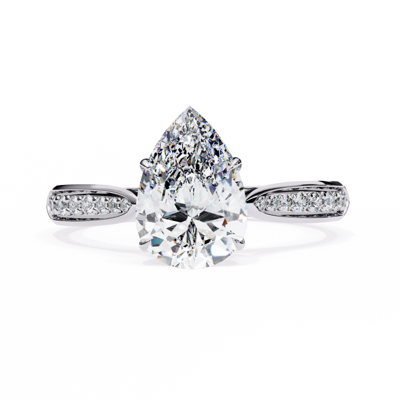 Reverra 14K Gold Pear & Round Lab Grown Diamond Engagement Ring for Women, CTTW-1.04 - Reverra Jewels Inc.