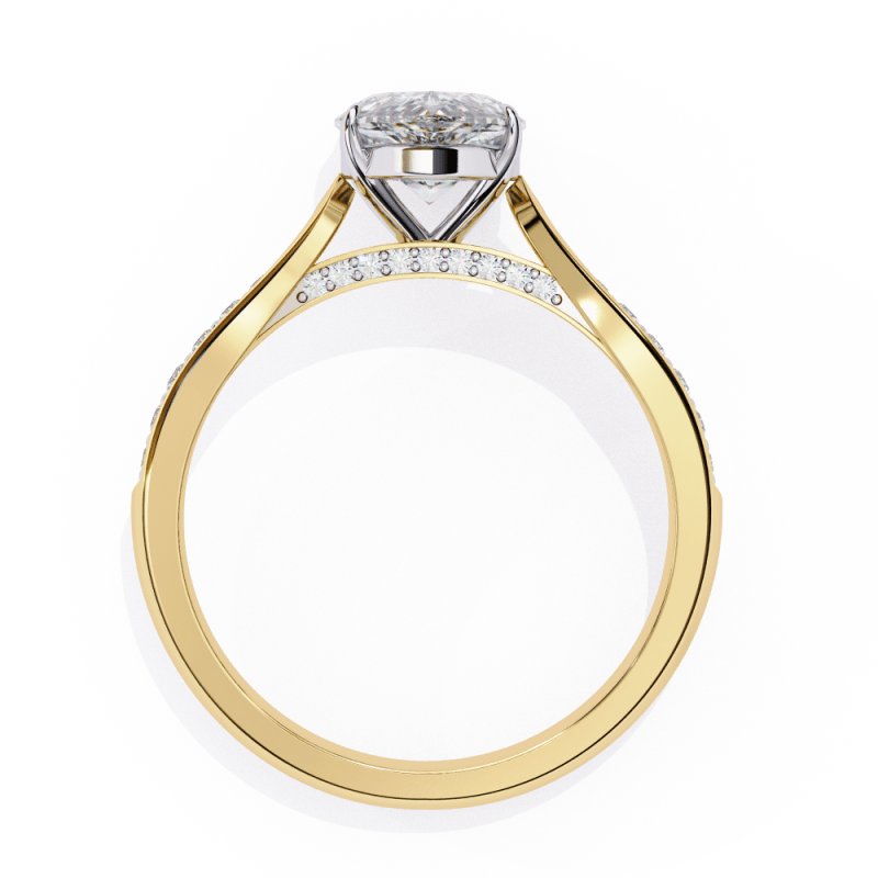 Reverra 14K Gold Pear & Round Lab Grown Diamond Engagement Ring for Women, CTTW-1.04 - Reverra Jewels Inc.