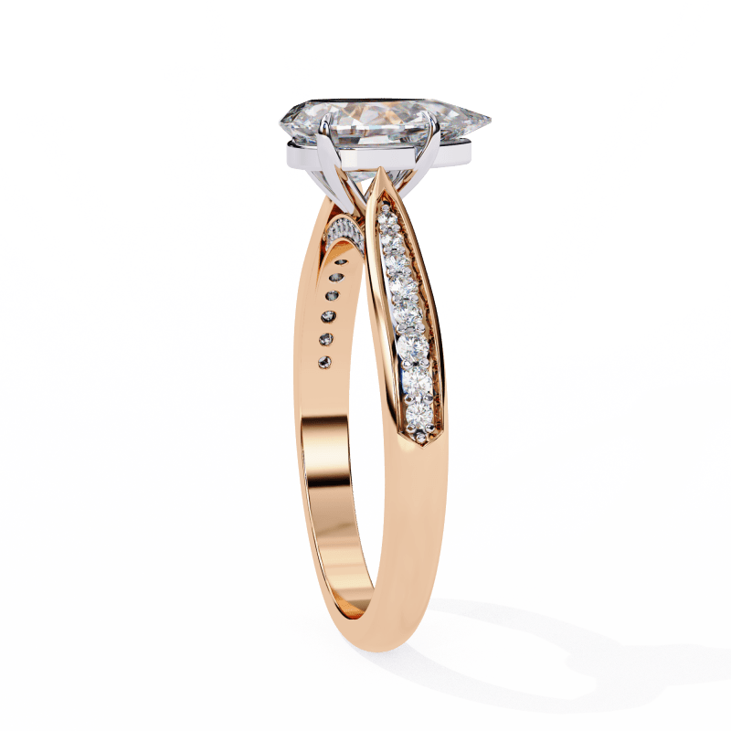 Reverra 14K Gold Pear & Round Lab Grown Diamond Engagement Ring for Women, CTTW-1.04 - Reverra Jewels Inc.