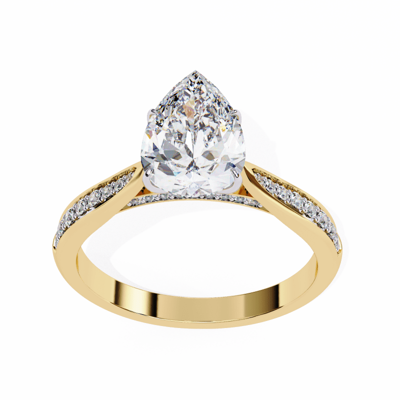 Reverra 14K Gold Pear & Round Lab Grown Diamond Engagement Ring for Women, CTTW-1.04 - Reverra Jewels Inc.