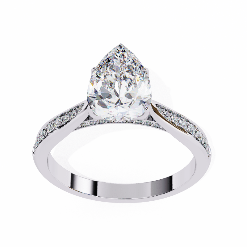 Reverra 14K Gold Pear & Round Lab Grown Diamond Engagement Ring for Women, CTTW-1.04 - Reverra Jewels Inc.