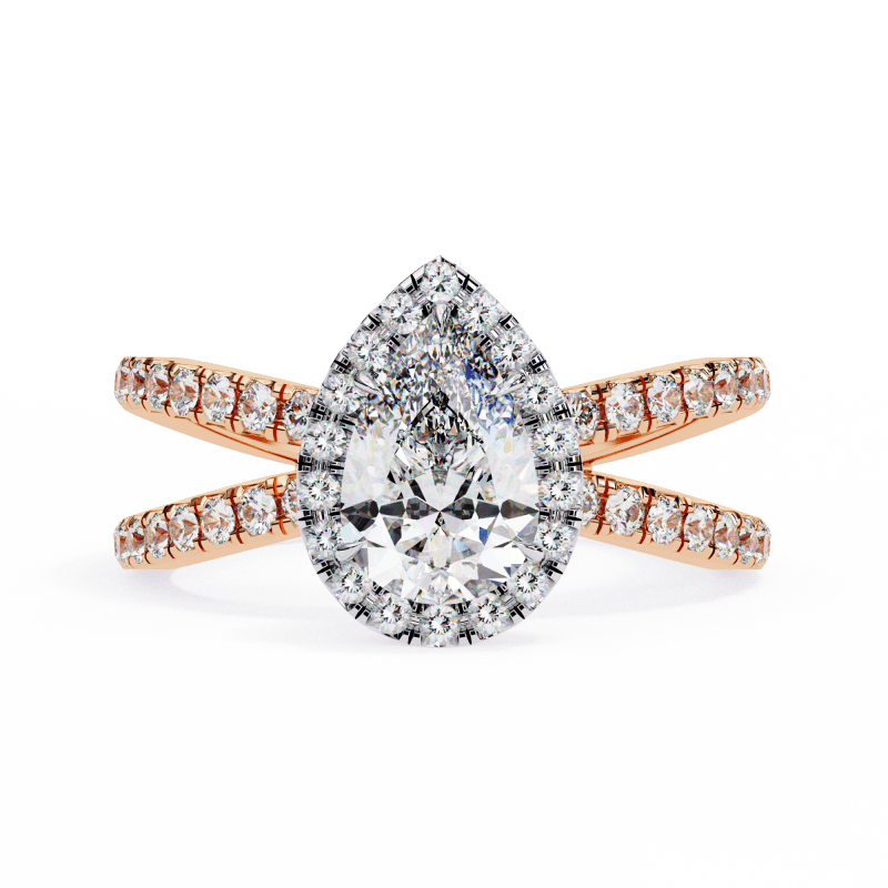 Reverra 14K Gold Pear & Round Lab Grown Diamond Engagement Ring for Women, CTTW-1.67 - Reverra Jewels Inc.