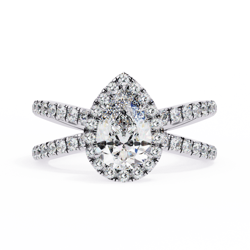 Reverra 14K Gold Pear & Round Lab Grown Diamond Engagement Ring for Women, CTTW-1.67 - Reverra Jewels Inc.