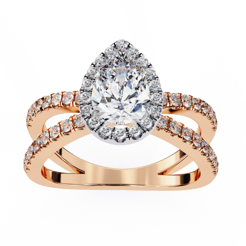 Reverra 14K Gold Pear & Round Lab Grown Diamond Engagement Ring for Women, CTTW-1.67 - Reverra Jewels Inc.