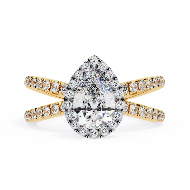 Reverra 14K Gold Pear & Round Lab Grown Diamond Engagement Ring for Women, CTTW-1.67 - Reverra Jewels Inc.