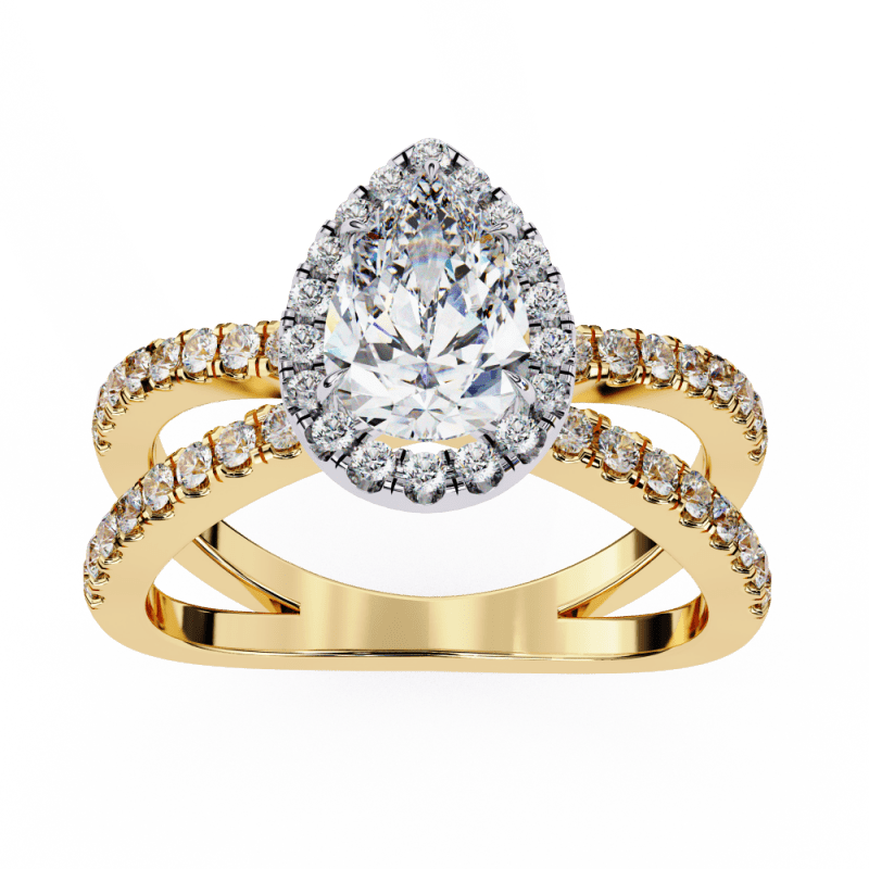 Reverra 14K Gold Pear & Round Lab Grown Diamond Engagement Ring for Women, CTTW-1.67 - Reverra Jewels Inc.