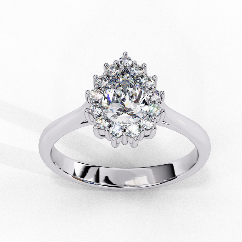 Reverra 14K Gold Pear & Round Lab Grown Diamond Engagement Ring for Women, CTTW-2.04 - Reverra Jewels Inc.