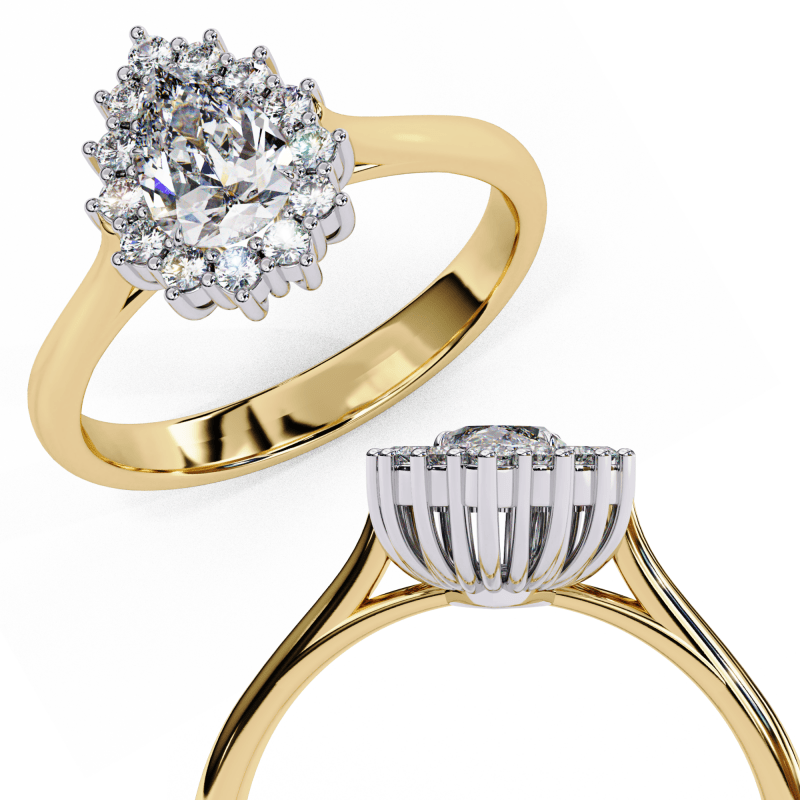 Reverra 14K Gold Pear & Round Lab Grown Diamond Engagement Ring for Women, CTTW-2.04 - Reverra Jewels Inc.