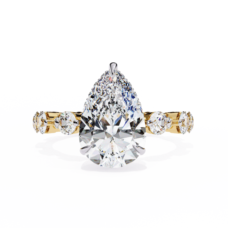 Reverra 14K Gold Pear & Round Lab Grown Diamond Eternity Style Engagement Ring for Women, CTTW-4.4 - Reverra Jewels Inc.