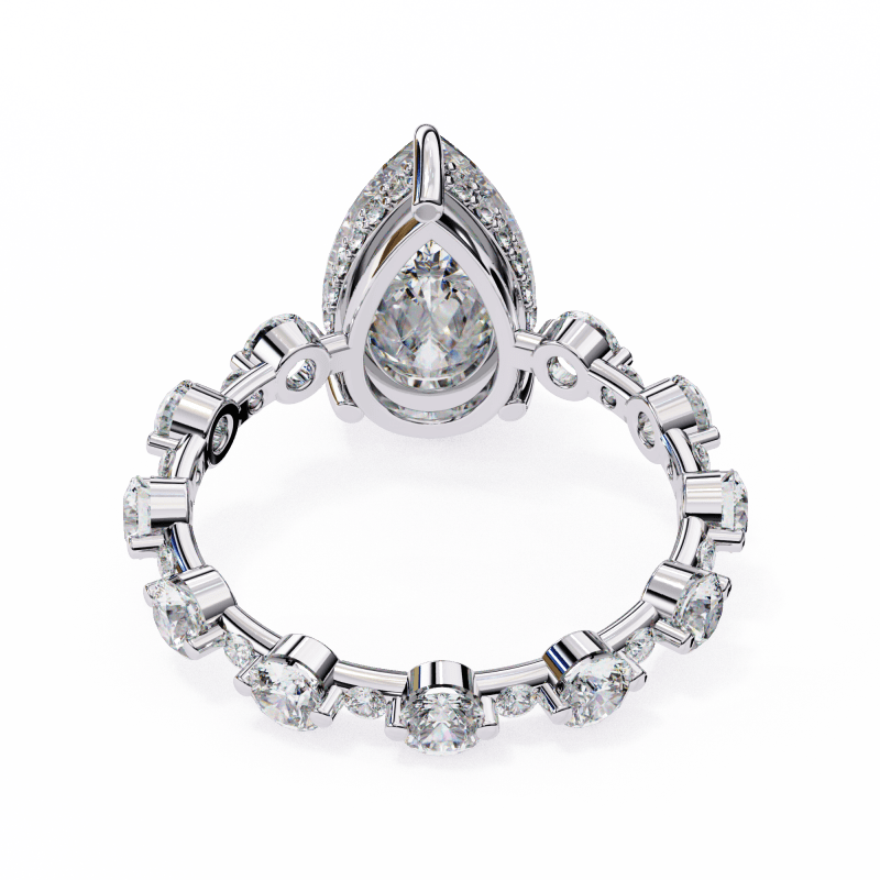 Reverra 14K Gold Pear & Round Lab Grown Diamond Eternity Style Engagement Ring for Women, CTTW-4.4 - Reverra Jewels Inc.
