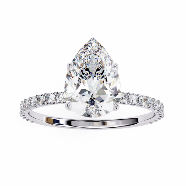 Reverra 14K Gold Pear & Round Lab Grown Diamond Half Eternity Ring for Women, CTTW-2.06 - Reverra Jewels Inc.