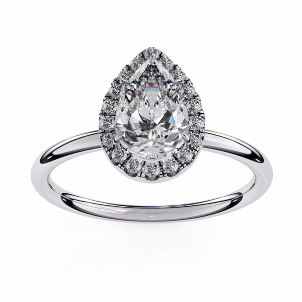 Reverra 14K Gold Pear & Round Lab Grown Diamond Halo Engagement Ring for Women, CTTW-1.35 - Reverra Jewels Inc.