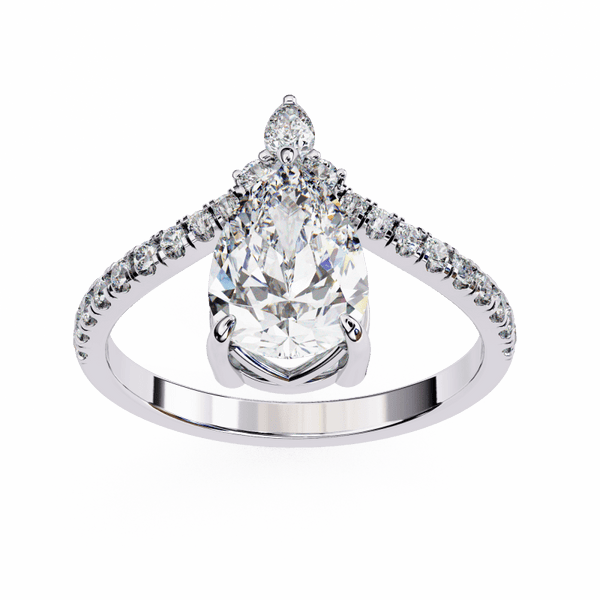 Reverra 14K Gold Pear & Round Lab Grown Diamond Halo Engagement Ring for Women, CTTW-1.72 - Reverra Jewels Inc.