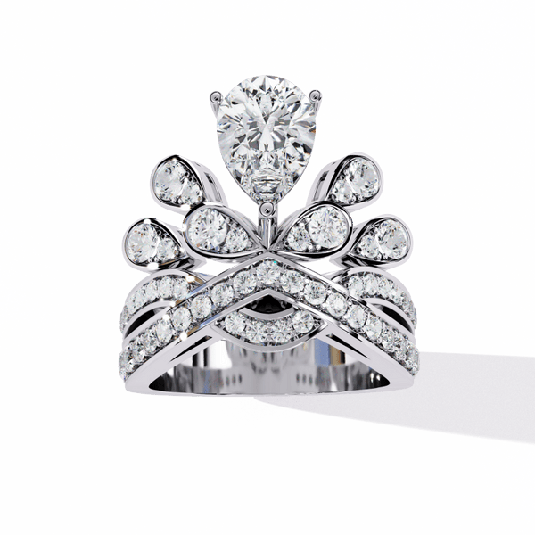 Reverra 14K Gold Pear & Round Lab Grown Diamond Halo Engagement Ring for Women, CTTW-2.14 - Reverra Jewels Inc.