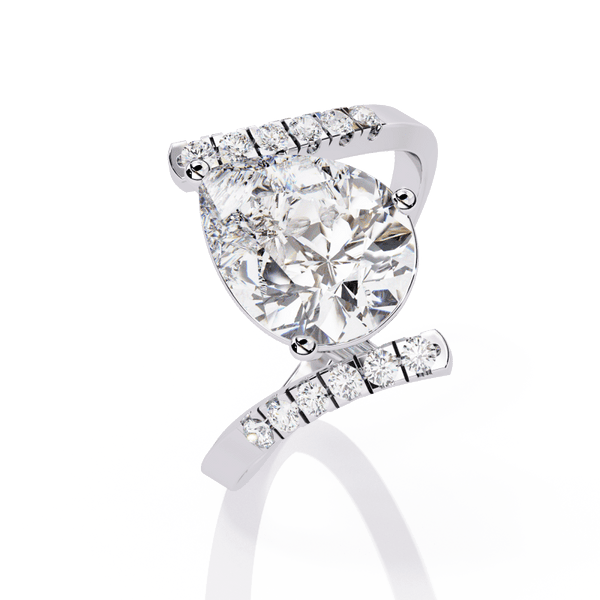 Reverra 14K Gold Pear & Round Lab Grown Diamond Open Twist Engagement Ring for Women, CTTW-2.81 - Reverra Jewels Inc.