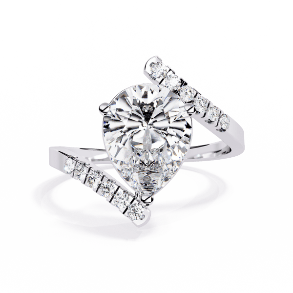 Reverra 14K Gold Pear & Round Lab Grown Diamond Open Twist Engagement Ring for Women, CTTW-2.81 - Reverra Jewels Inc.