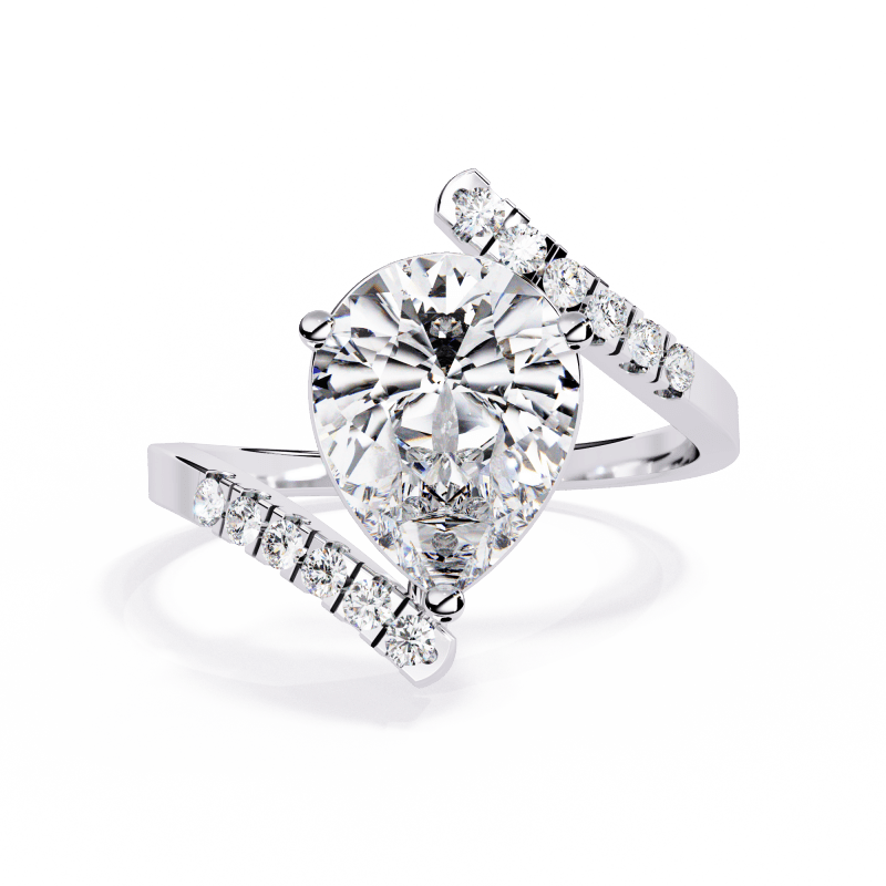 Reverra 14K Gold Pear & Round Lab Grown Diamond Open Twist Engagement Ring for Women, CTTW-2.81 - Reverra Jewels Inc.