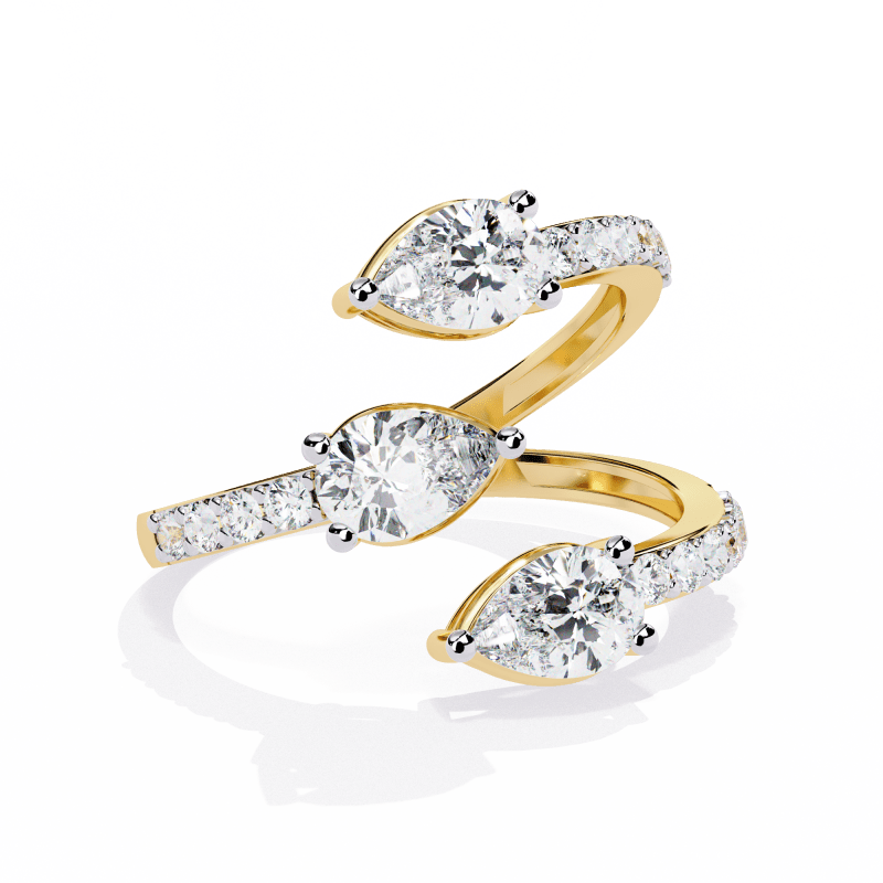 Reverra 14K Gold Pear & Round Lab Grown Diamond Pear Double Halo Engagement Ring for Women, CTTW-1.34 - Reverra Jewels Inc.
