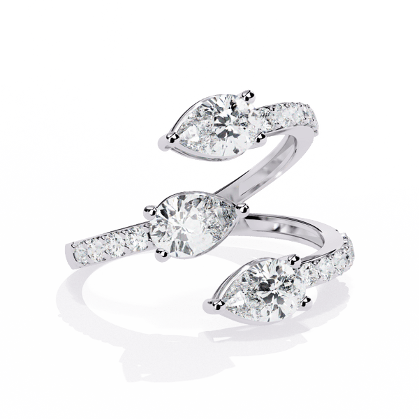 Reverra 14K Gold Pear & Round Lab Grown Diamond Pear Double Halo Engagement Ring for Women, CTTW-1.34 - Reverra Jewels Inc.