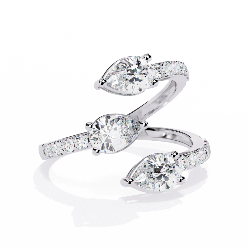 Reverra 14K Gold Pear & Round Lab Grown Diamond Pear Double Halo Engagement Ring for Women, CTTW-1.34 - Reverra Jewels Inc.