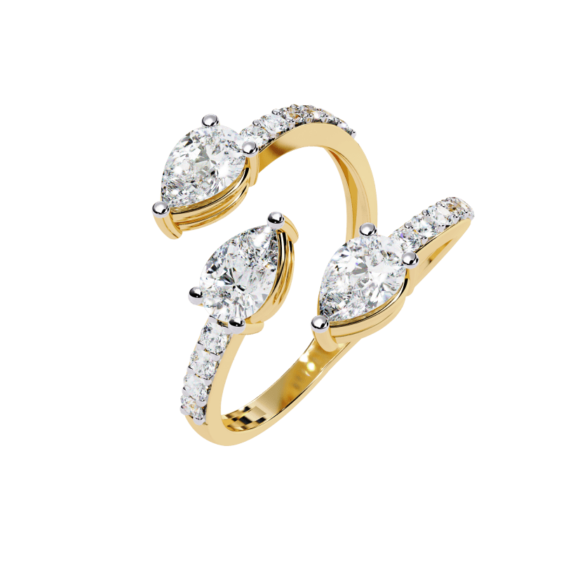 Reverra 14K Gold Pear & Round Lab Grown Diamond Pear Double Halo Engagement Ring for Women, CTTW-1.34 - Reverra Jewels Inc.