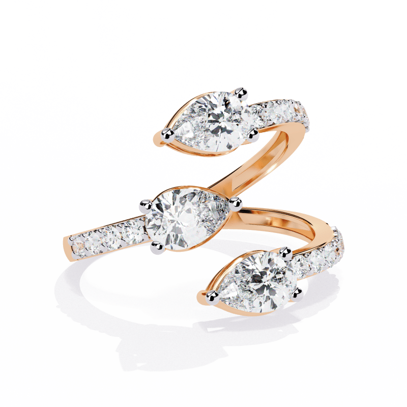 Reverra 14K Gold Pear & Round Lab Grown Diamond Pear Double Halo Engagement Ring for Women, CTTW-1.34 - Reverra Jewels Inc.