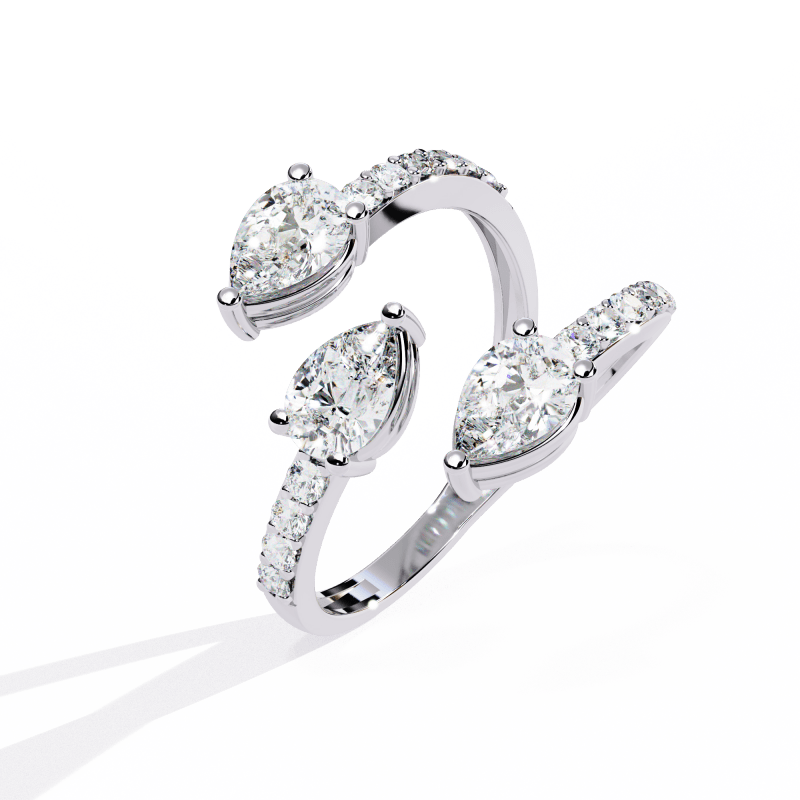 Reverra 14K Gold Pear & Round Lab Grown Diamond Pear Double Halo Engagement Ring for Women, CTTW-1.34 - Reverra Jewels Inc.