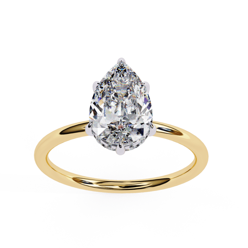Reverra 14K Gold Pear & Round Lab Grown Diamond Six Prong Classic Engagement Ring for Women, CTTW-1.9 - Reverra Jewels Inc.