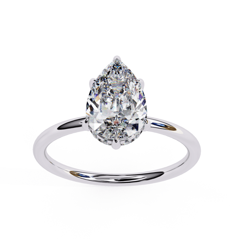 Reverra 14K Gold Pear & Round Lab Grown Diamond Six Prong Classic Engagement Ring for Women, CTTW-1.9 - Reverra Jewels Inc.