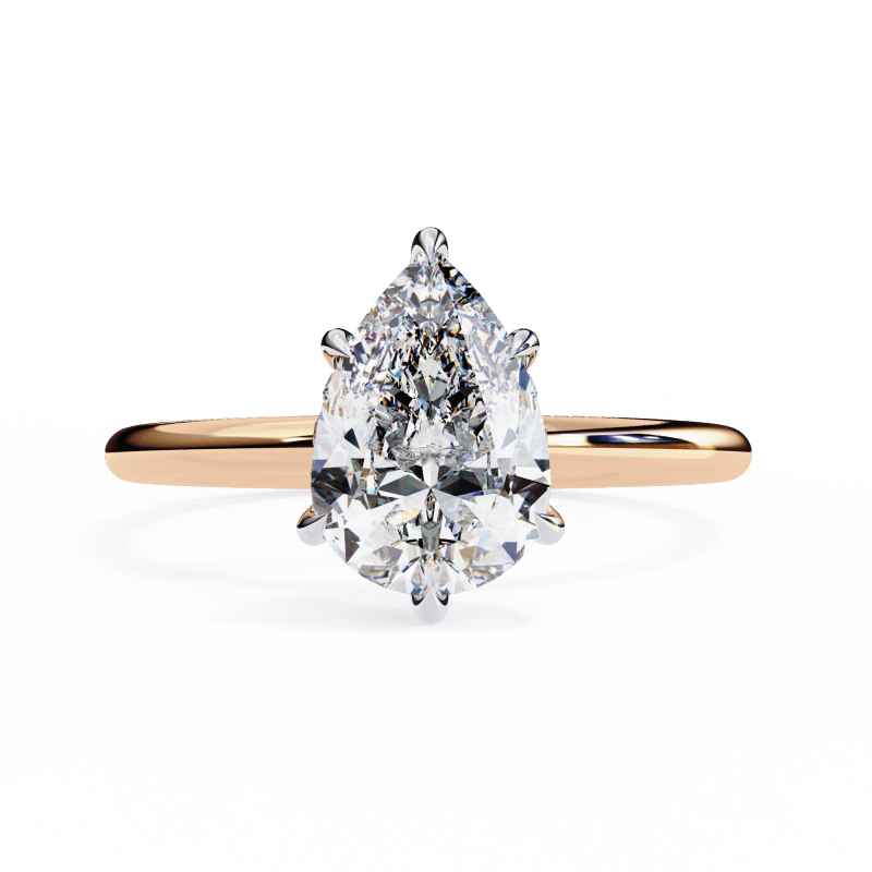 Reverra 14K Gold Pear & Round Lab Grown Diamond Six Prong Classic Engagement Ring for Women, CTTW-1.9 - Reverra Jewels Inc.