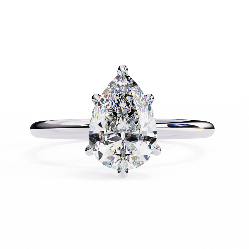 Reverra 14K Gold Pear & Round Lab Grown Diamond Six Prong Classic Engagement Ring for Women, CTTW-1.9 - Reverra Jewels Inc.