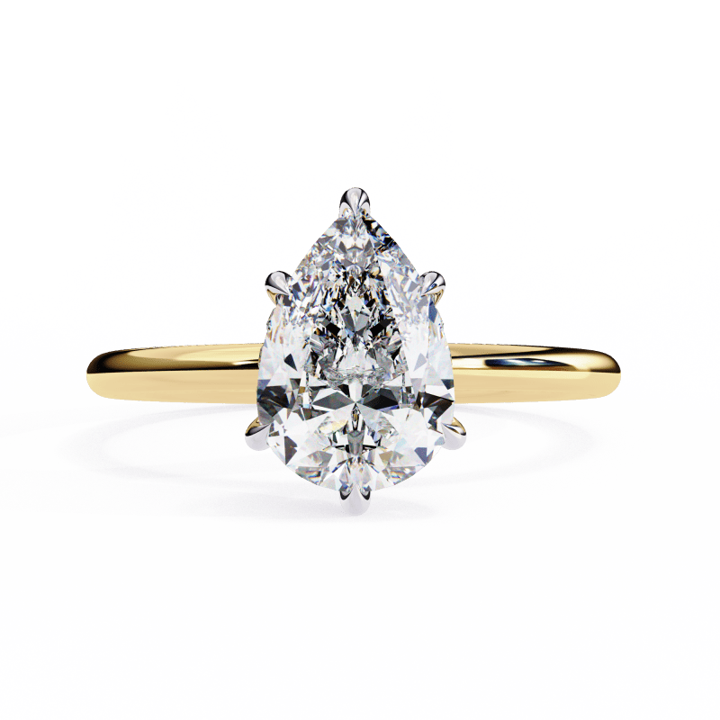 Reverra 14K Gold Pear & Round Lab Grown Diamond Six Prong Classic Engagement Ring for Women, CTTW-1.9 - Reverra Jewels Inc.