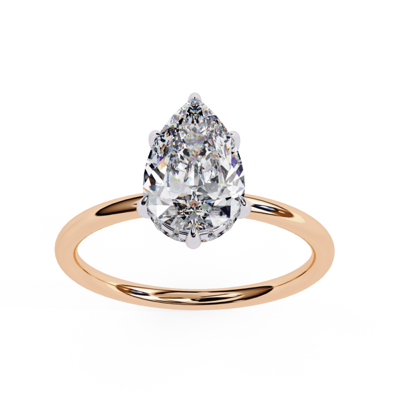 Reverra 14K Gold Pear & Round Lab Grown Diamond Six Prong Classic Engagement Ring for Women, CTTW-1.9 - Reverra Jewels Inc.