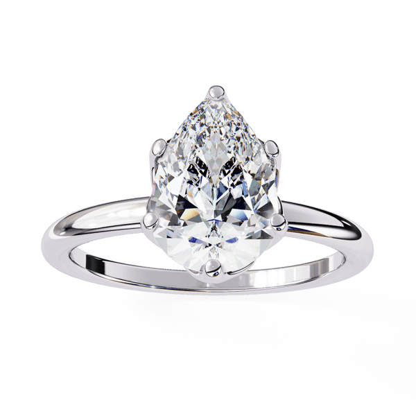 Reverra 14K Gold Pear & Round Lab Grown Diamond Solitaire Classic Engagement Ring for Women, CTTW-1.87 - Reverra Jewels Inc.