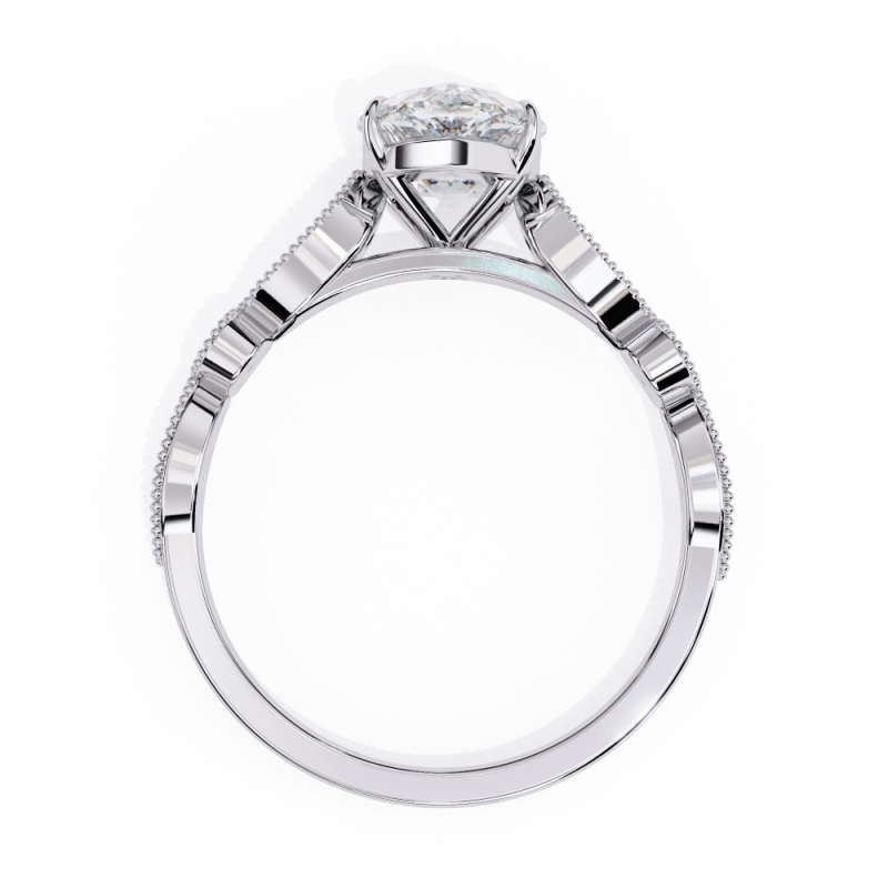 Reverra 14K Gold Pear & Round Lab Grown Diamond Solitaire Vintage Milgrain Engagement Ring for Women, CTTW-1.13 - Reverra Jewels Inc.