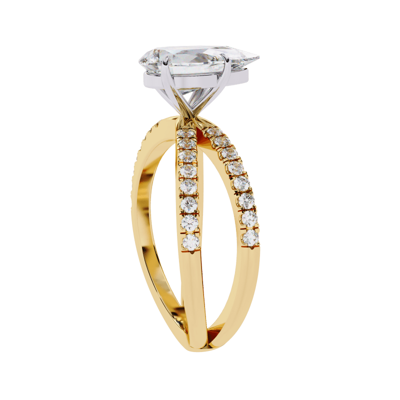 Reverra 14K Gold Pear & Round Lab Grown Diamond Split Shank Engagement Ring for Women, CTTW-1.85 - Reverra Jewels Inc.