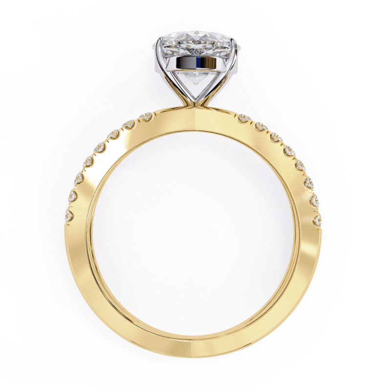 Reverra 14K Gold Pear & Round Lab Grown Diamond Split Shank Engagement Ring for Women, CTTW-1.85 - Reverra Jewels Inc.