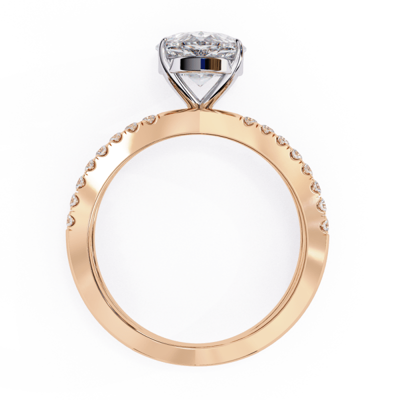 Reverra 14K Gold Pear & Round Lab Grown Diamond Split Shank Engagement Ring for Women, CTTW-1.85 - Reverra Jewels Inc.