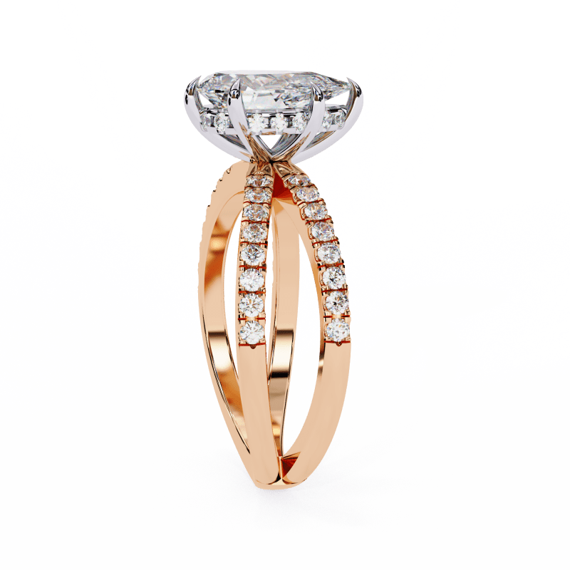 Reverra 14K Gold Pear & Round Lab Grown Diamond Split Shank Engagement Ring for Women, CTTW-2.22 - Reverra Jewels Inc.