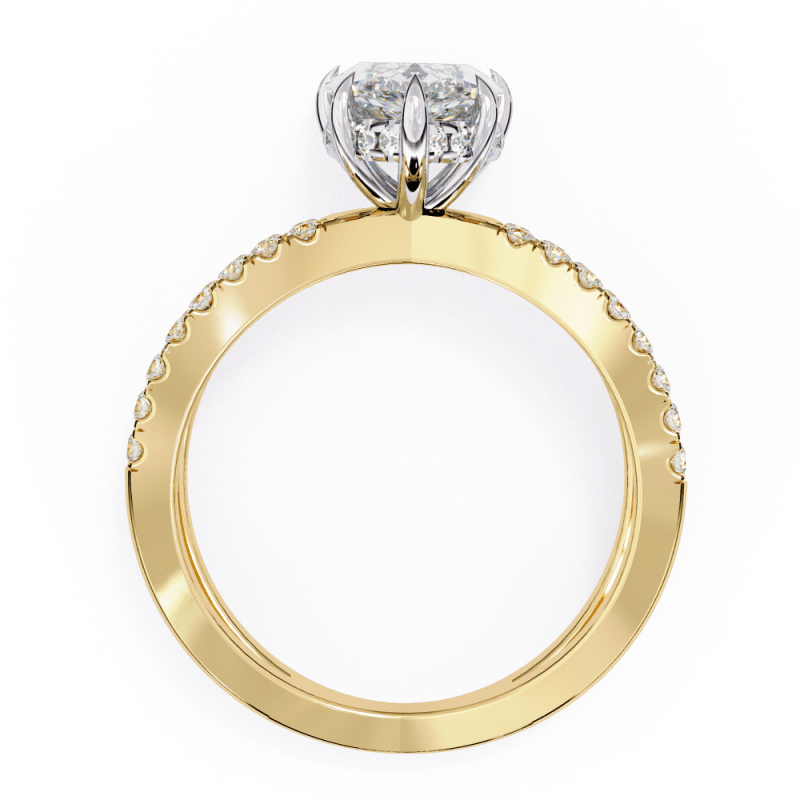Reverra 14K Gold Pear & Round Lab Grown Diamond Split Shank Engagement Ring for Women, CTTW-2.22 - Reverra Jewels Inc.