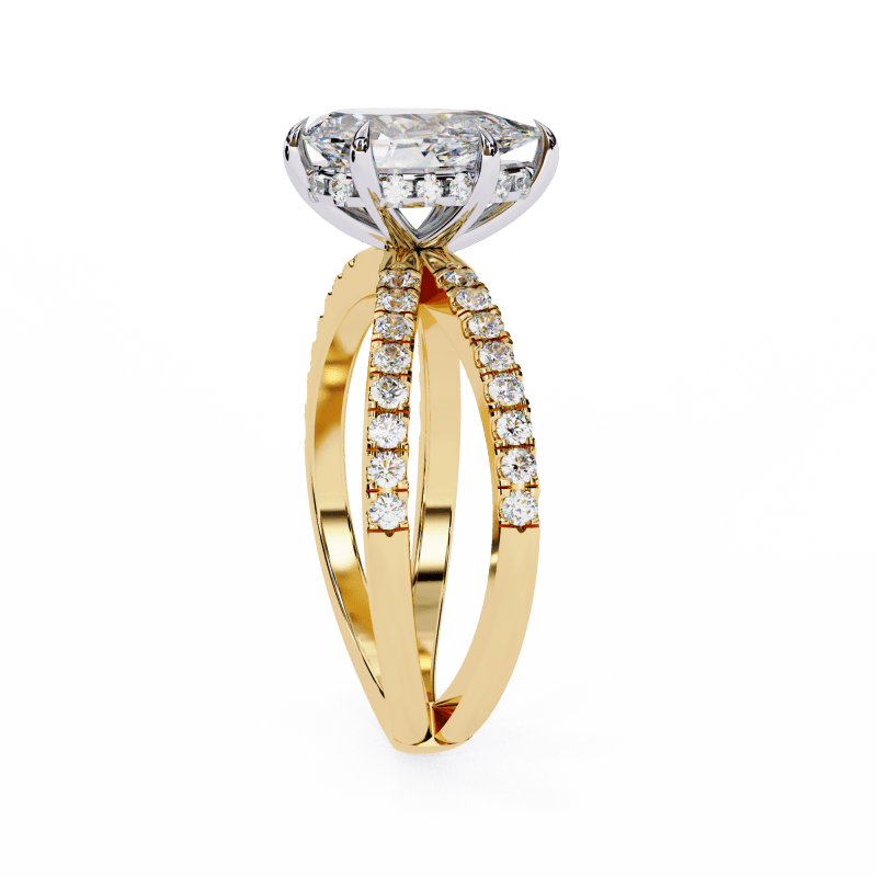 Reverra 14K Gold Pear & Round Lab Grown Diamond Split Shank Engagement Ring for Women, CTTW-2.22 - Reverra Jewels Inc.