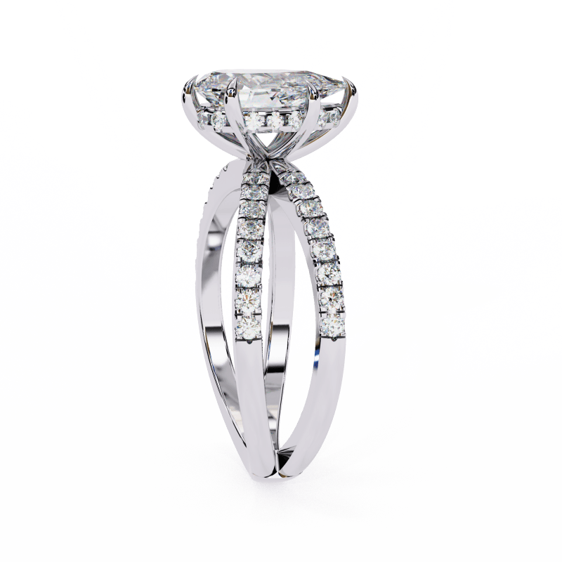 Reverra 14K Gold Pear & Round Lab Grown Diamond Split Shank Engagement Ring for Women, CTTW-2.22 - Reverra Jewels Inc.
