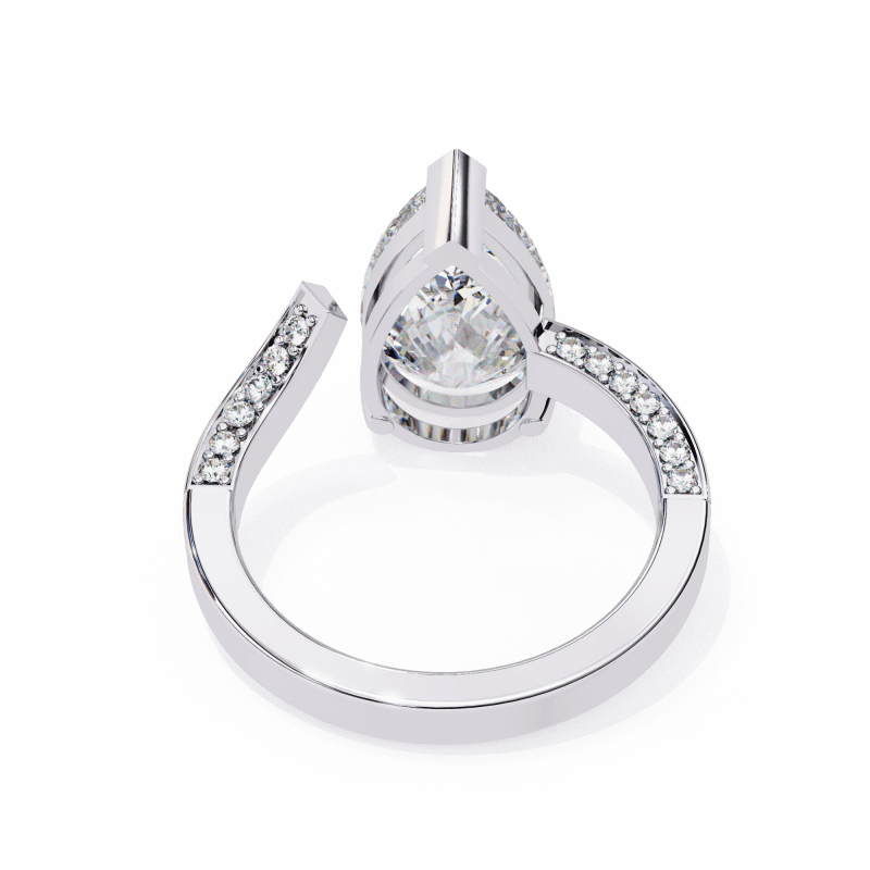 Reverra 14K Gold Pear & Round Lab Grown Diamond Split Shank Engagement Ring for Women, CTTW-3.49 - Reverra Jewels Inc.